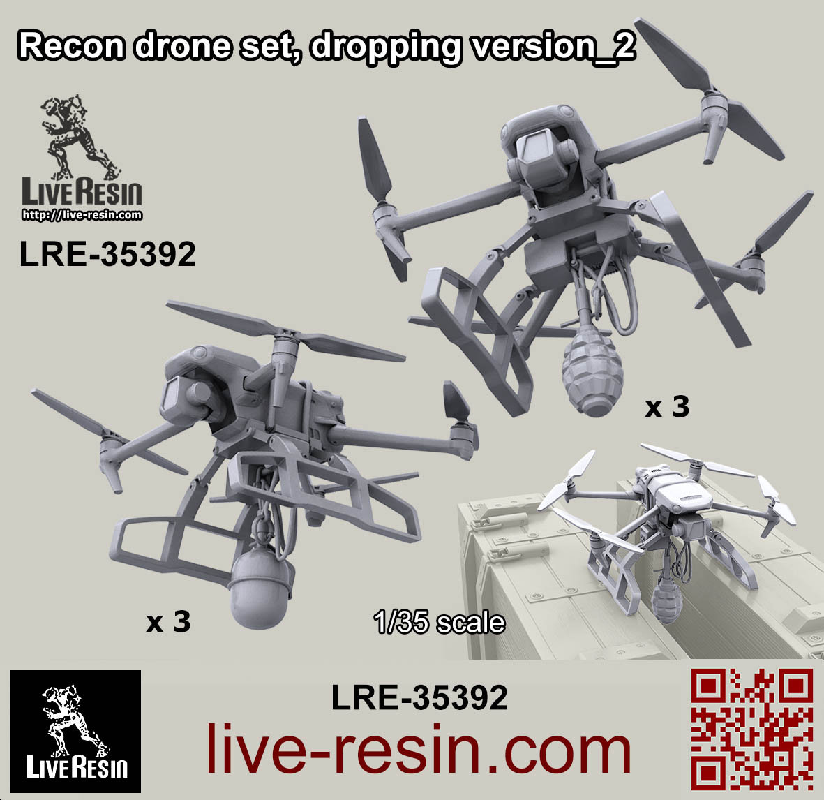 LRE35392 Дроны со сбросами - Ф-1 и РГД-5, 6 шт в наборе (Не для свободной продажи) Live Resin