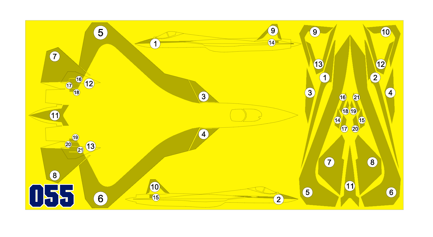 AM72132 Маска окрасочная для Су-57 (Новый) Борт №055 Плавный камуфляж Призрак Звезда 1/72