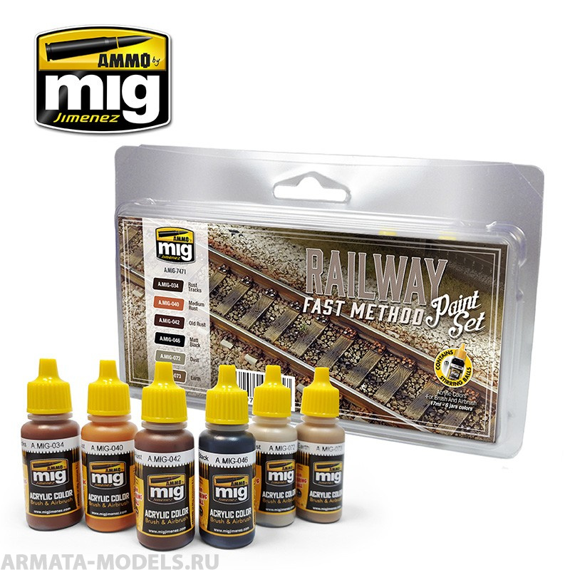 AMIG7471 Ammo Mig Набор красок RAILWAY FAST METHOD PAINT SET 17мл