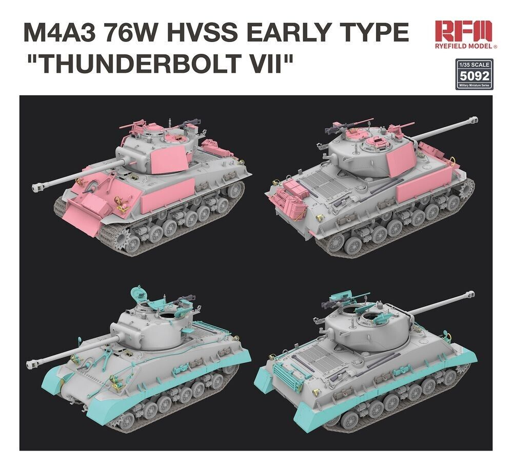 RM-5092 Танк M4A3 76W HVSS EARLY TYPE 'THUNDERBOLT VII' Rye Field Model (RFM)
