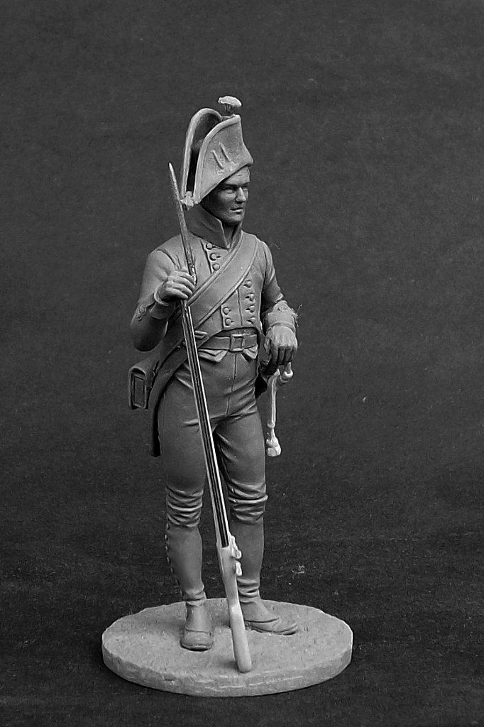 CHM-54216(M). Мушкетер пехотных полков, Пруссия 1800-07 гг.  54 мм. Материал - белый металл. Chronos Miniatures