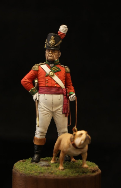VD-54013(M). Британский пехотный офицер с бульдогом, 1812-14 гг. 54 мм. Материал - белый металл. Chronos Miniatures