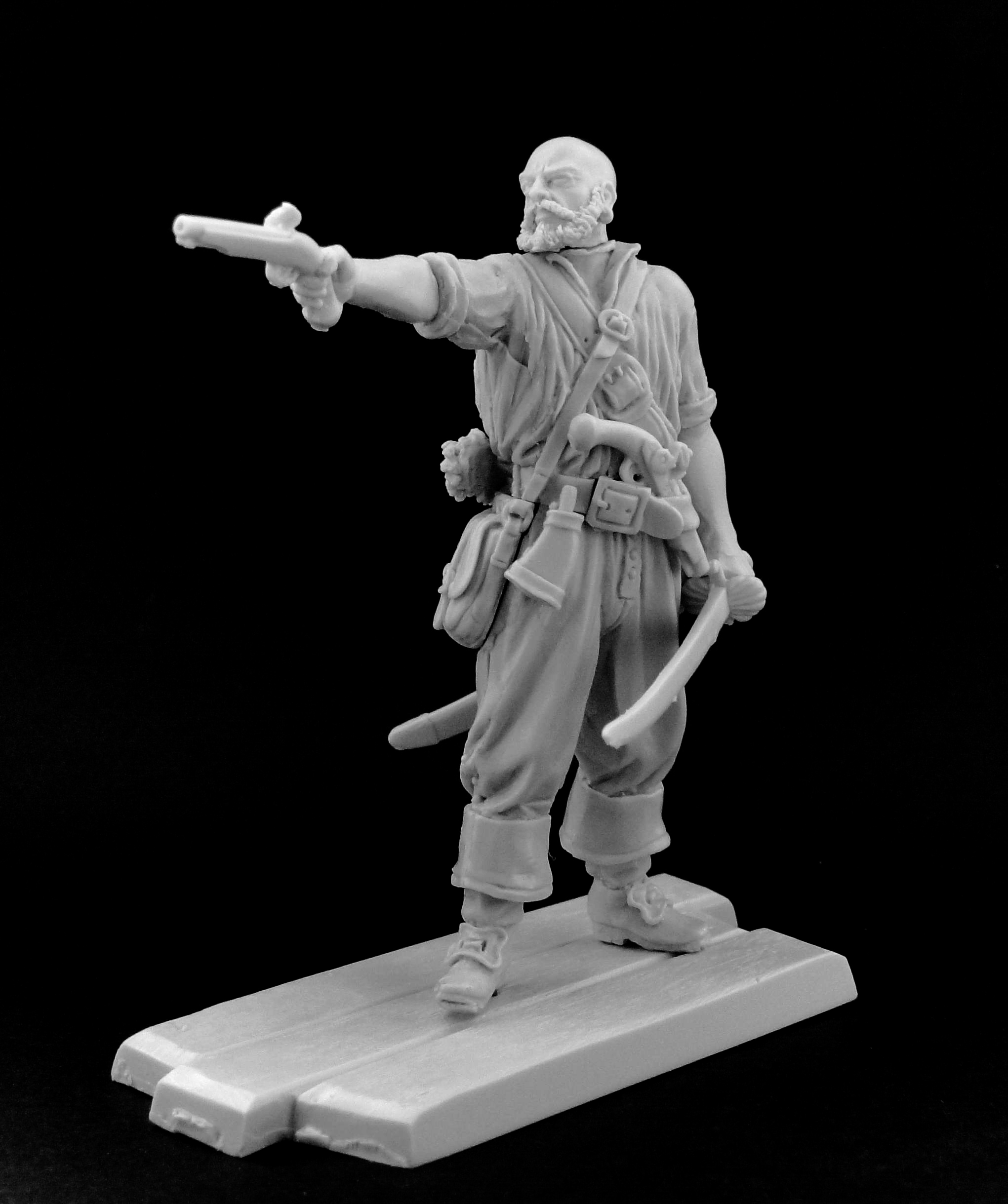 CHM-54024(M). Пират с пистолетом, 1660-80 гг. 54 мм.Материал - белый металл. Chronos Miniatures