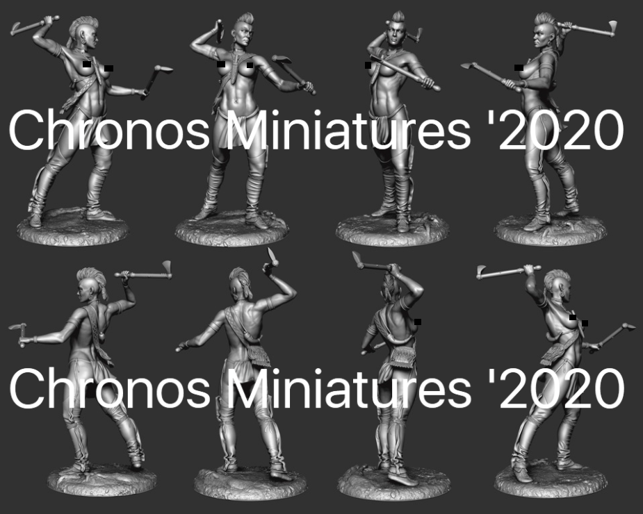 CHM-54207(М). Миры Фэнтези: Ирокезская женщина-воин. 54 мм. Материал - белый металл. Chronos Miniatures