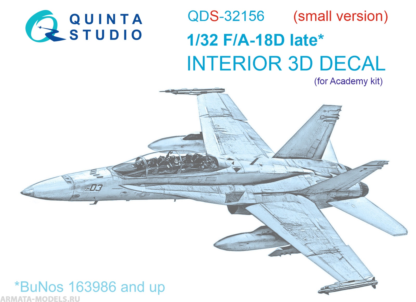 QDS-32156 3D Декаль интерьера кабины F/A-18D late (Academy) (малая версия)