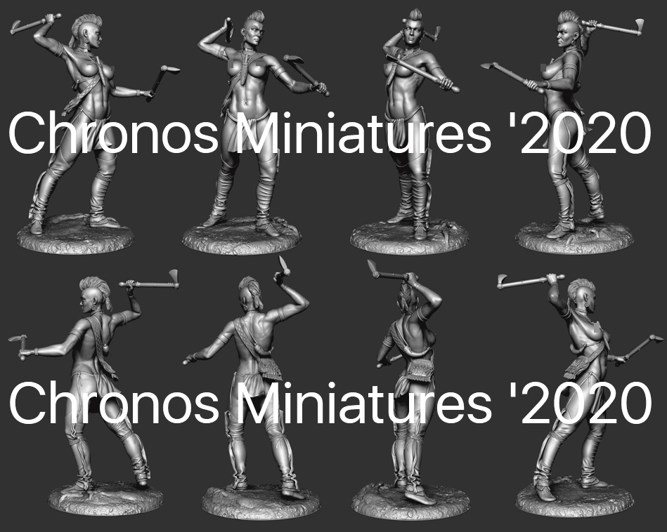 CHM-54207. Миры Фэнтези: Ирокезская женщина-воин. 54 мм. Материал - смола. Chronos Miniatures