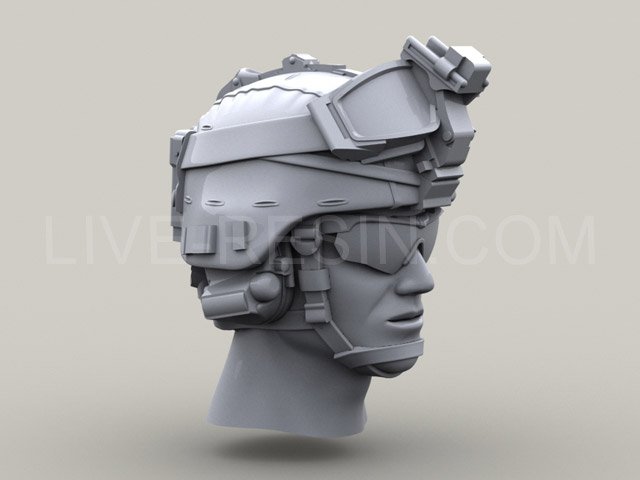 LRE35022 Шлем  армии США ACH-MICH с креплением ночных очков NVG PVS 7-14-15 и зачехленными очками и нашлемным фонарём surefire HL1-A