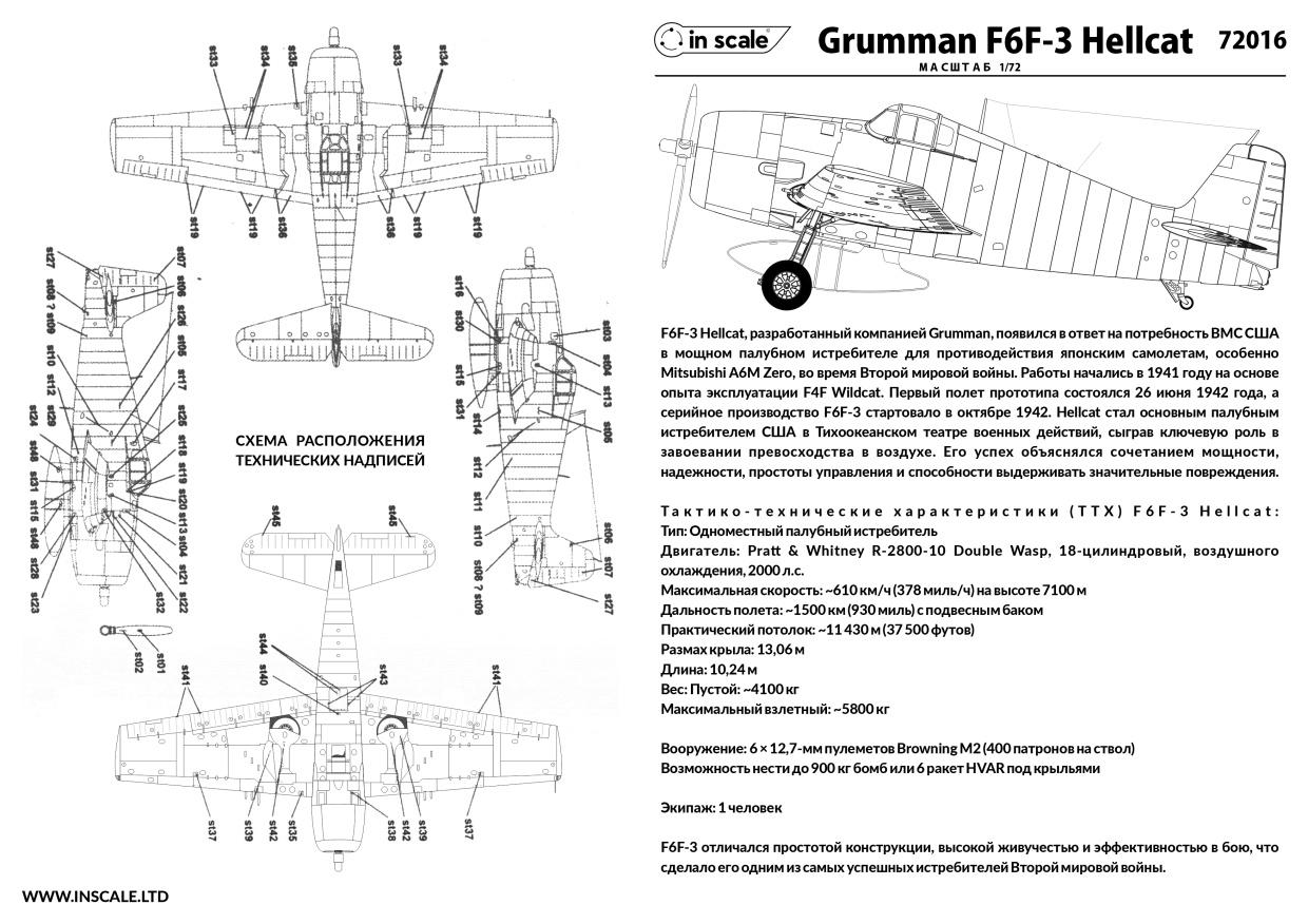 72016 F6F - 3 Hellcat - палубный истребитель - бомбардировщик InScale