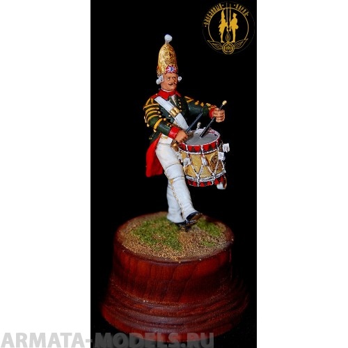 ОП.60.071 Фигура из белого металла Ротный барабанщик гвардии с 1797 по 1801 г. Россия.  Студия Оловянный Парад