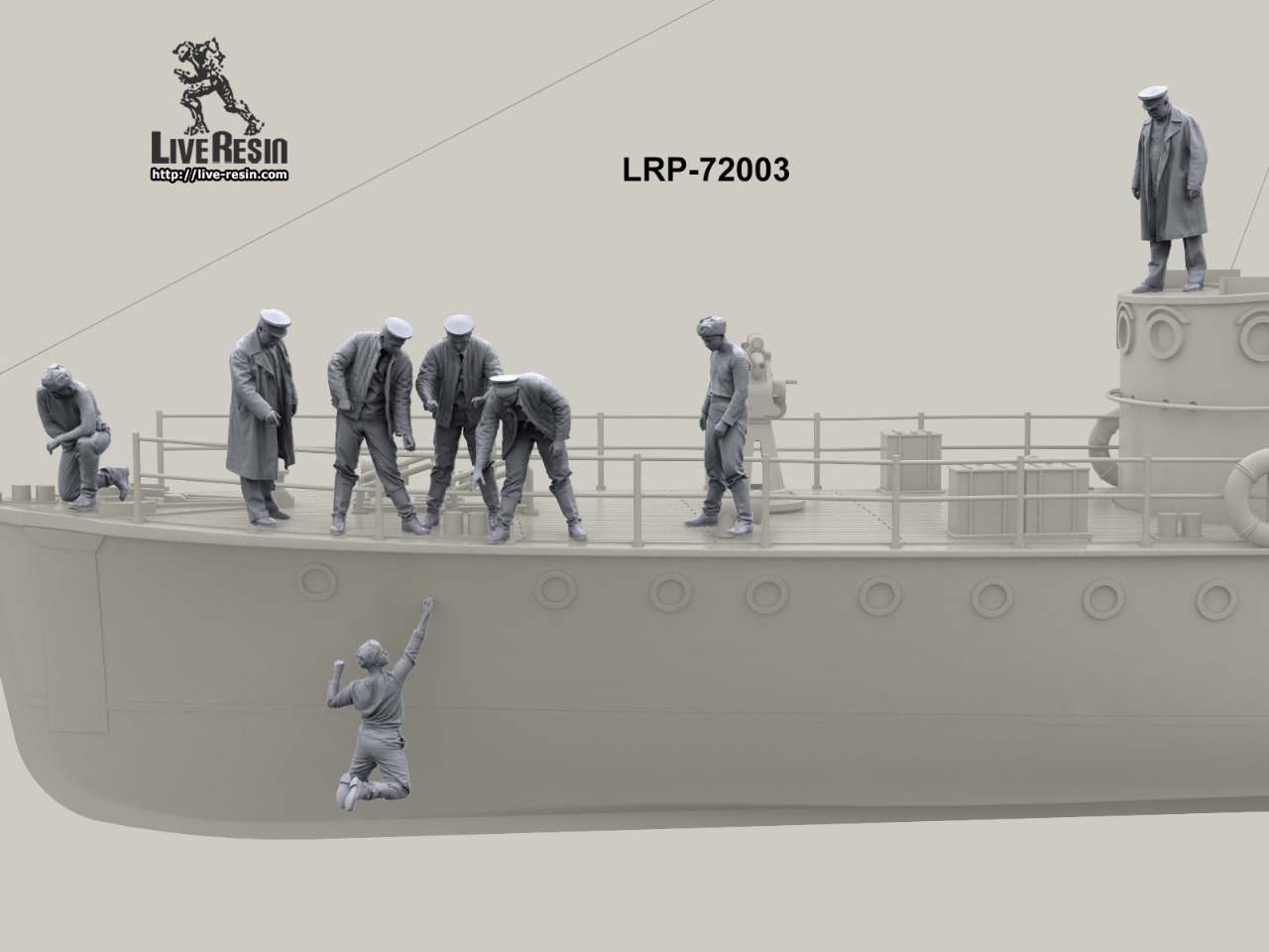 LRP-72003 Экипаж катера МО заводит пластырь на пробоину (8 фигур) Live Resin