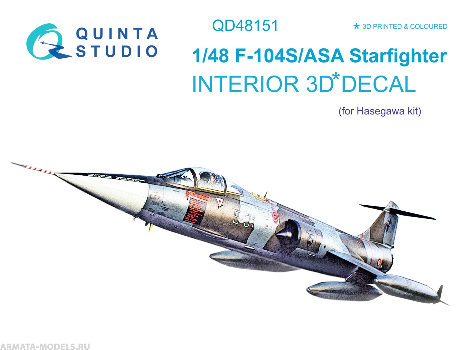 QD48151 3D Декаль интерьера кабины F-104S-ASA (Hasegawa)