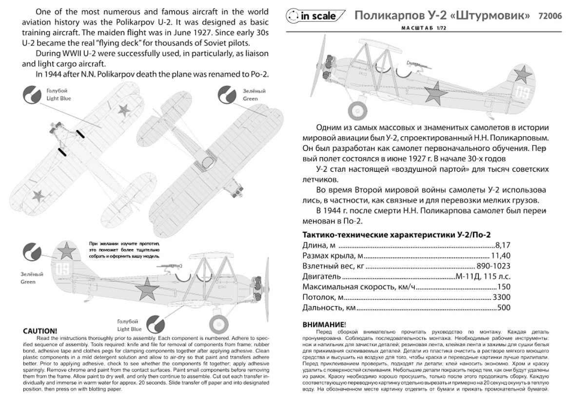 72006 Сборная модель самолета По-2 Штурмовик InScale
