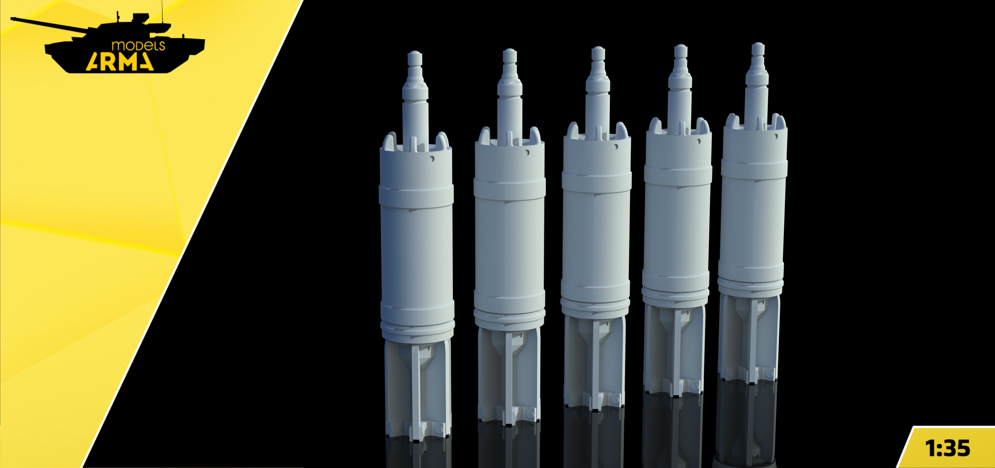 AM35853 Миниатюра БК-13 снаряд 122мм 5 шт. Arma Models