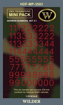 MP-3503 Немецкие номера для наземной техники. Сет 3.1 Сплошные, красные, высота 310 мм.