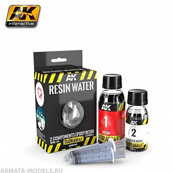 AK8044 Жидкость для имитации воды ( двукомпонентная эпоксидная вода) RESIN WATER 2-COMPONENTS EPOXY RESIN - 180ml (Enamel)