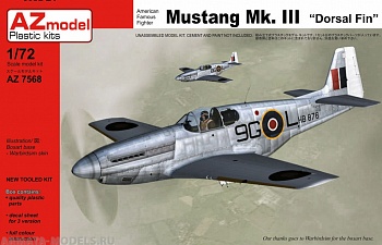 AZ7568 Сборная модель самолета Mustang Mk.III „Dorsal fin“