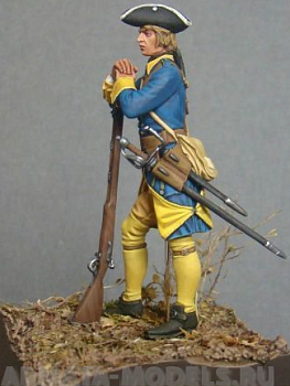 CHM-54001(M). Мушкетер пехотного полка, Швеция 1708-21 гг. 54 мм. Материал - белый металл.