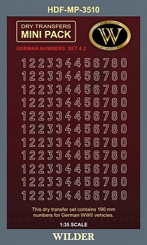 MP-3510 Немецкие номера для наземной техники. Сет 4.2 Контурные, белые, высота 190 мм.